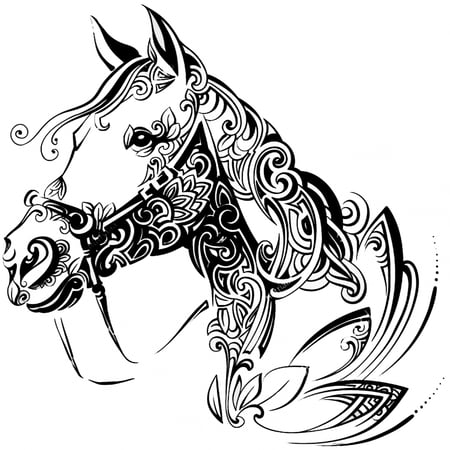 خيل بالزخارف (6) شاشة حريرية