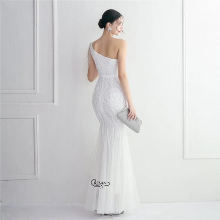 فستان سهره بكم واحد  مزين بالخرز