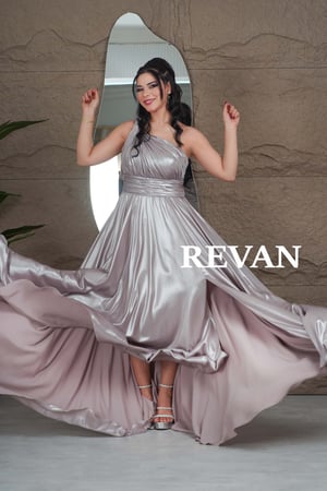 فستان ستان لمعة ناعم طويل