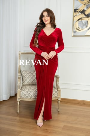 فستان مخمل طويل