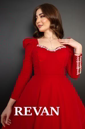 فستان شمواه احمر كريستال