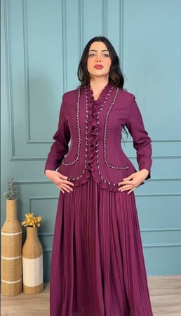 فستان عيد طويل قطعتين مطرز أناقة كلاسيكية راقية من ريڤــان