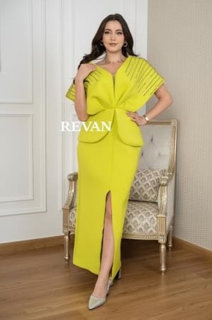 فستان سهرة أنيق لون تفاحي