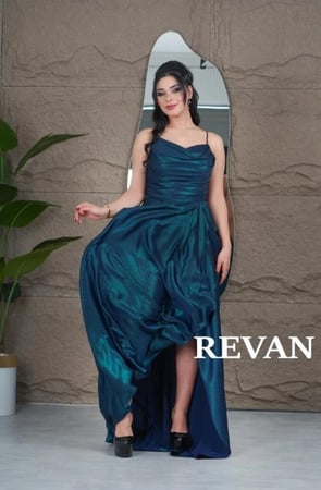 فستان سهره ساتان لمعه ناعم طويل