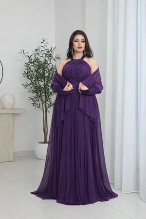 فستان خناقي تل أرجواني بضهر مكشوف