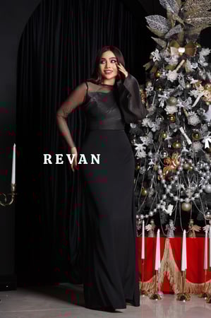 فستان بكم شيفون وتصميم أنيق للسهرات