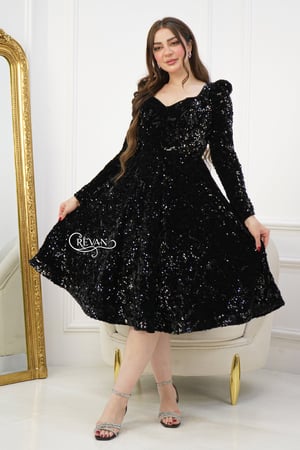 فستان سهره ميدي خامة الترتر