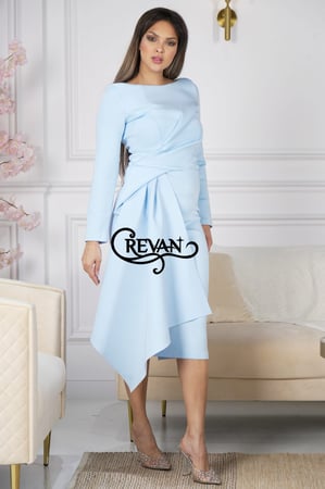 فستان ميد ناعم بأكمام طويله قماش طبي استرتش