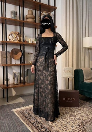 فستان عيد طويل بحزام أنيق فخامة كلاسيكية من ريڤــان