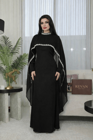 فستان عيد قطعتين  فاخر بكاب شيفون وتطريز راقٍ من ريڤــان