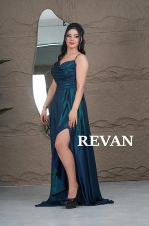 فستان سهره ساتان لمعه ناعم طويل