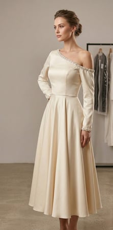 فستان عيد ميدي بتصميم كتف واحد أناقة فاخرة من ريڤــان