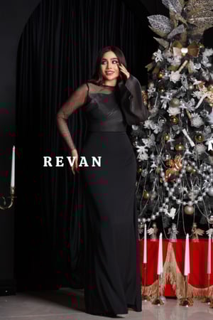 فستان بكم شيفون وتصميم أنيق للسهرات