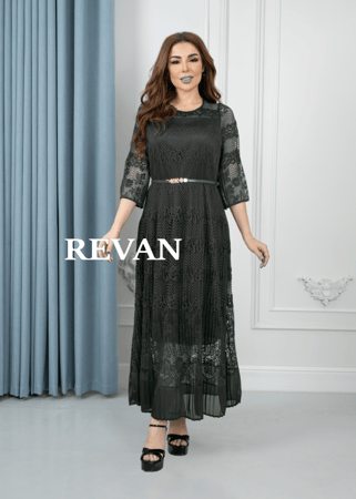 فستان عيد ميدي بحزام أنيق من ريڤــان