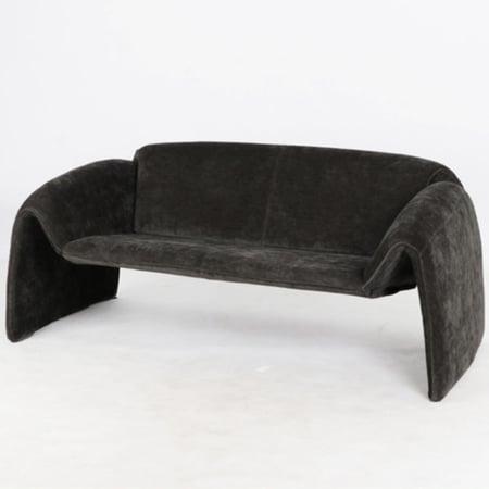 كنبة ثنائية بتصميم دائري قماش مخملي ناعم وفاخر ستارك - البرتقالي الدافئ - والرمادي الأنيق  - والبيج الهادئ