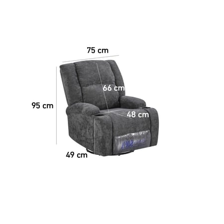 كرسي استرخاء دوار لورينزا قماش شانيل لون رمادي غامق مقعد واحد قابل للطي