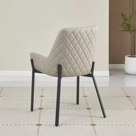 طقم طاولة سفرة كبيرة مع وبوفيه 4 أبواب و 4 ادراج ألواح ليفية متوسطة الكثافة لون اسود مع بيج 8 كراسي قماش رمادي بأرجل معدن اسود -من فيرنولا