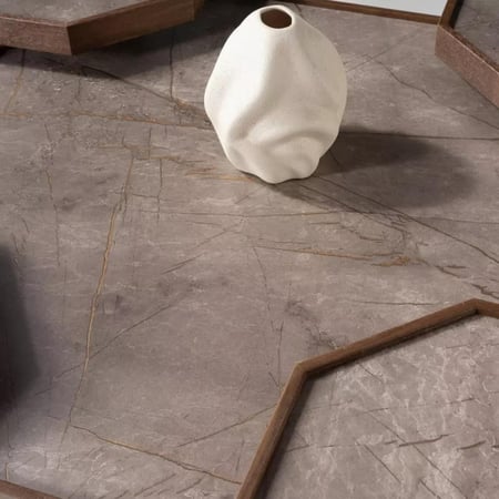 طقم طاولات قهوة تارنيفا من 5 قطع خشب هندسي بني