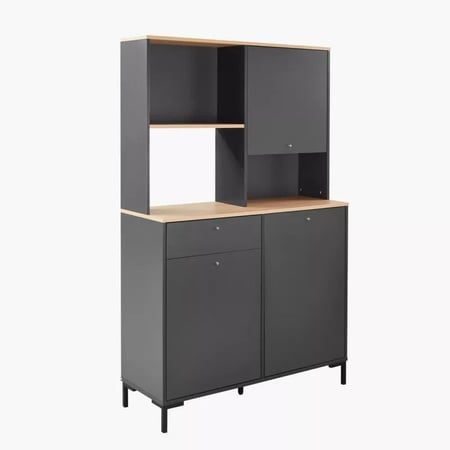 ركن قهوة دونيلا خشب هندسي اسود 3 أبواب و درج و 5 رفوف