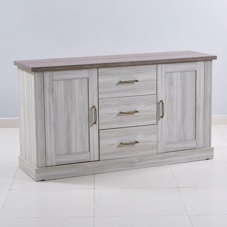 خزانة بوفيه جانبية أنجيليك بـ3 أدراج وبابين لون بيج مقاس 85X45X155 سم