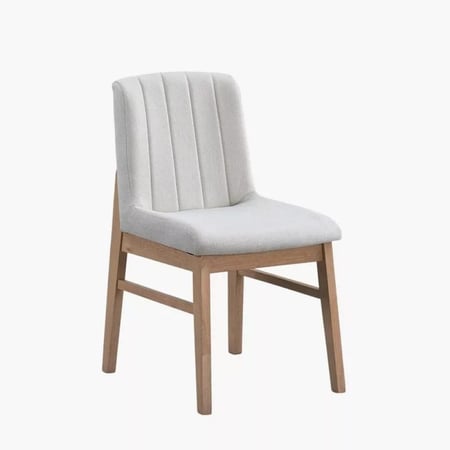 طقم طاولة سفرة خشب مطّاط بيج مع 3 كراسي قماش رمادي فاتح - من زورڤينا