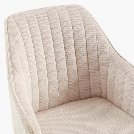 طقم طاولة شاي ليفيا مقعدين قماش بيج بأرجل معدن اسود مع طاولة من الحجر الملبد