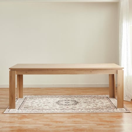 طقم طاولة سفرة خشب هندسي 8 كراسي قماش بأرجل خشب - من موفيلا