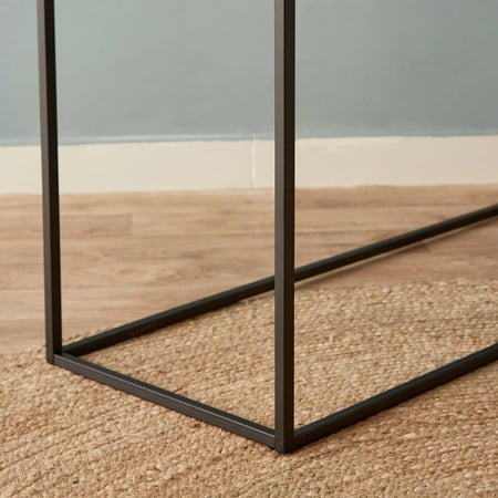 كونسول روبي خشب بسطح زجاج و قاعدة معدن لون بني مقاس 120x85x39 سم
