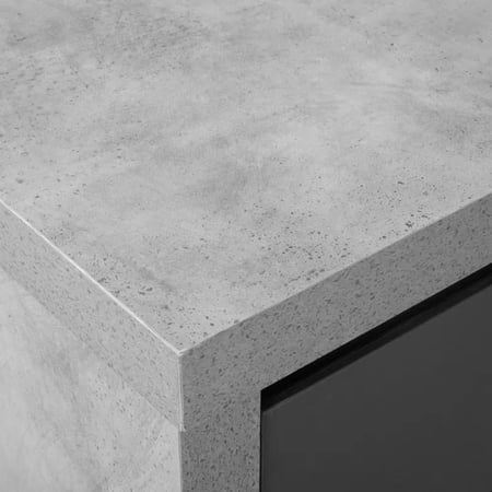 خزانة بوفيه جانبية بيرينزا خشب هندسي اسود بهيكل رمادي بـ 3 أبواب و3 أدراج و 3 رفوف