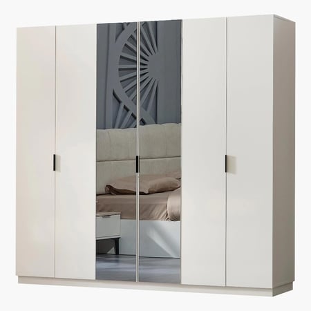 دولاب ملابس سوهـو خشب 6 أبواب مع مرايا مقاس 210x55x220 سم