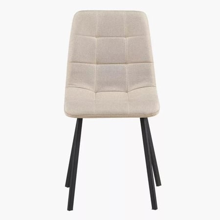 طقم طاولة سفرة مستديرة سطح خشب 4 كراسي قماش بيج بأرجل معدن اسود - من دونفيلا