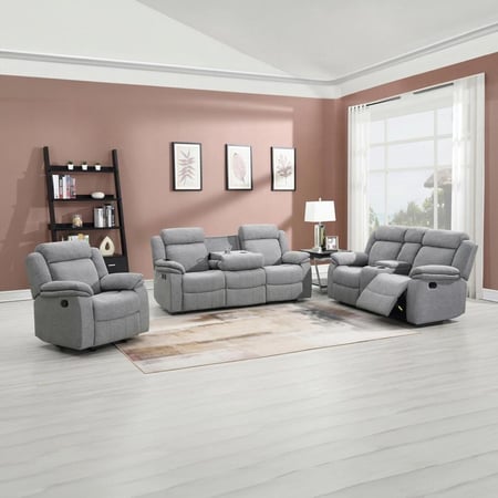 كنبة استرخاء قماش بمقعدين مع كونسول حاملين للأكواب ومنفذ يو أس بي من هيلتون