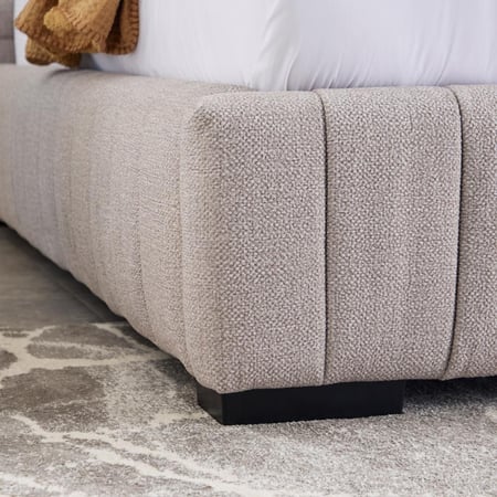 طقم غرفة نوم كوين منجدة قماش رمادي من  أوربانيا من لوكسمبورج - 5 قطع