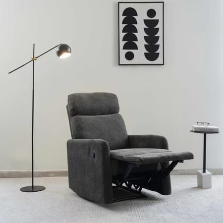 كرسي استرخاء كهربائي دوناتيللا قماش رمادي قابل للطي مع مسند قدم ومنافذ USB