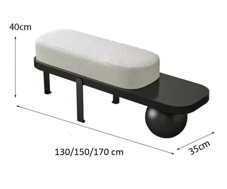 مقعد بنش تاريو من المعدن و الخشب و قماش البوكليه مقاس 130x35x40 سم