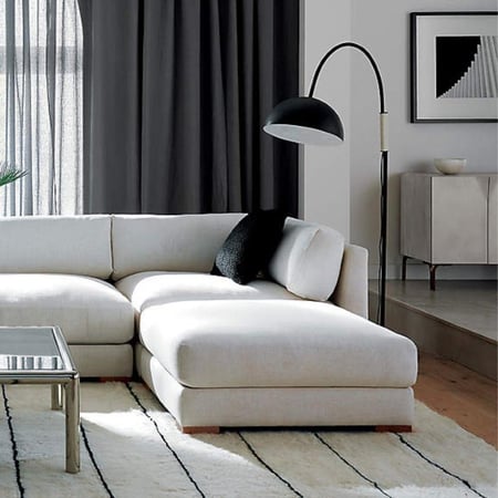 كنبة زاوية سنيورا 4 قطع على شكل حرف U فماش كتان لون ابيض