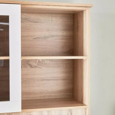 ركن قهوة خشب 5 أبواب بدرج من افورد لون أبيض في خشبي