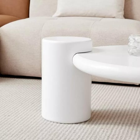 طاولة قهوة تافريلا عالية اللمعان مع إضاءة من ألواح ليفية متوسطة الكثافة لون ابيض