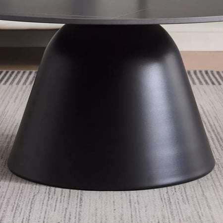 طقم طاولات قهوة ألفيريس بسطح حجر ملبد 5 قطع بقاعدة معدن اسود