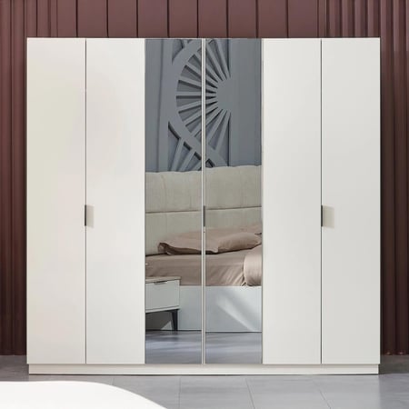 دولاب ملابس سوهـو خشب 6 أبواب مع مرايا مقاس 210x55x220 سم