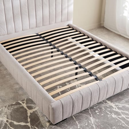 طقم غرفة نوم كوين منجدة قماش رمادي من  أوربانيا من لوكسمبورج - 5 قطع