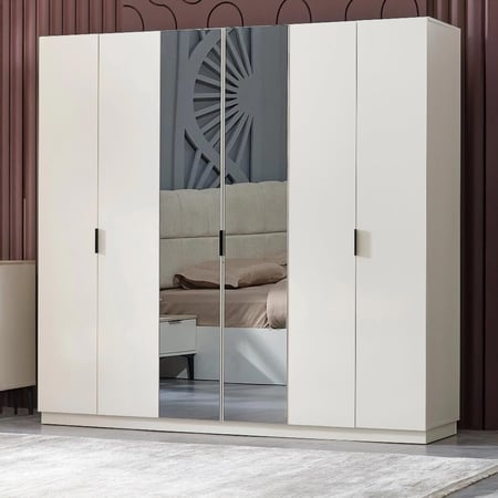 دولاب ملابس سوهـو خشب 6 أبواب مع مرايا مقاس 210x55x220 سم