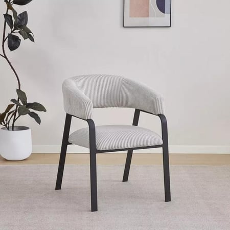 طقم طاولة سطح أحجار متكلسة مقعدين قماش لون رمادي بأرجل معدن اسود - من أفلينا