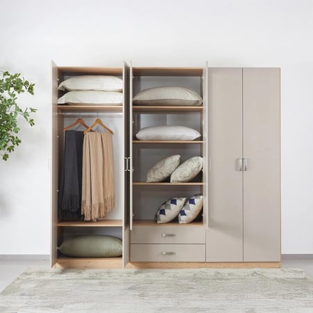 دولاب ملابس لازيو 6 أبواب مع أدراج و مرايا مقاس  243x60x216 سم