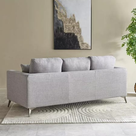 كنبة فلوريس 3 مقاعد قماش كتان لون رمادي بارجل معدنية