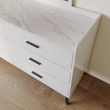 طاولة تزيين ماستر 6 أدراج بسطح من الحجر الملبد من مارويل