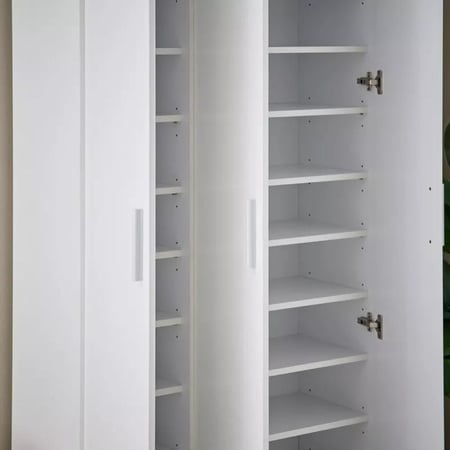 خزانة احذية مافريك طويلة 3 باب و 20 رف من خشب هندسي ابيض