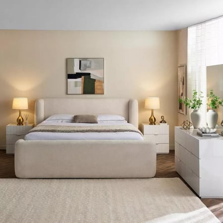 طقم غرفة نوم كينج الحجر الملبد 5 قطع من آركتيك - 180×200 سم