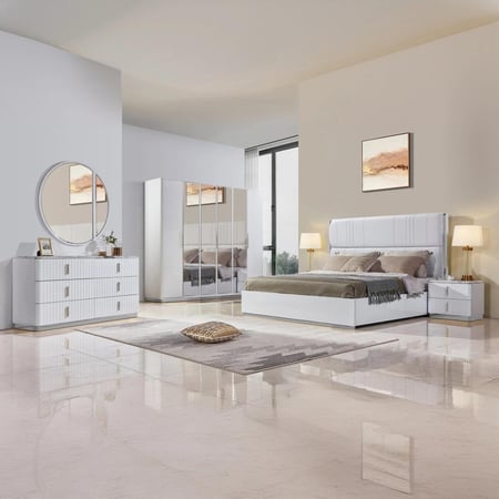 دولاب ملابس ريجينسي خشب 6 أبواب مع مرايا مقاس 214x60x240 سم