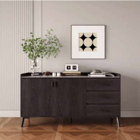 كونسول مارويل بسطح من الحجر الملبد ببابين و3 أدراج مقاس 150x80x45 سم